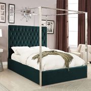 Velvet fabric canopy king bed in modern style