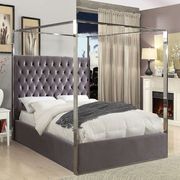 Velvet fabric canopy bed in modern style main photo