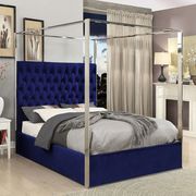 Velvet fabric canopy king bed in modern style main photo