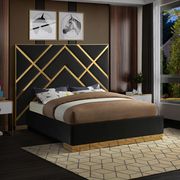 Gold metal / black velvet contemporary bed