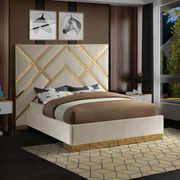 Gold metal / cream velvet contemporary bed main photo