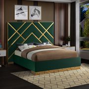Gold metal / green velvet contemporary bed main photo