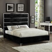 Chrome / black velvet designer platform bed