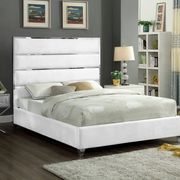 Chrome / white velvet designer platform bed main photo