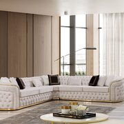 Light beige fabric square tufted sectional main photo
