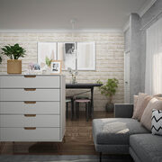 5-drawer tall dresser with metal legs in off white and nature main photo