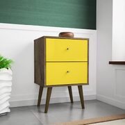 Liberty mid-century - modern nightstand 2.0 with 2 full extension drawers in rustic brown and yellow main photo
