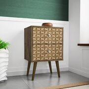 Liberty mid-century - modern nightstand 2.0 with 2 full extension drawers in rustic brown and 3d brown prints main photo