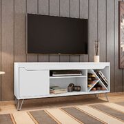 Mid-century- modern 53.54 TV stand with wine rack in white main photo