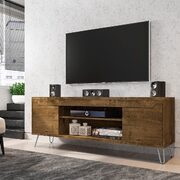 Mid-century - modern 62.99 TV stand with 4 shelves in rustic brown main photo