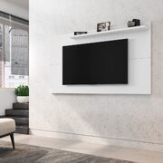 Liberty mid-century modern 62.99 TV panel with overhead decor shelf in white main photo