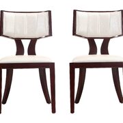Pearl white and walnut faux leather dining chair (set of two) main photo