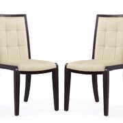 Cream and walnut faux leather dining chairs (set of two) main photo