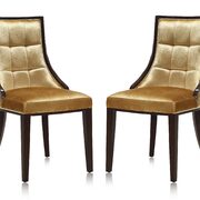 Antique gold and walnut velvet dining chair (set of two)