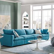 Down filled overstuffed 4 piece sectional sofa set in teal