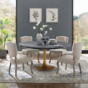 Round wood top dining table in black gold main photo