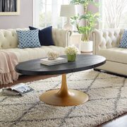 Wood top coffee table in black gold main photo