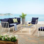 5 piece outdoor patio aluminum set in white/ navy