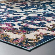 Ivory/ dark blue ornate floral lattice indoor/outdoor area rug main photo