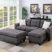 Blue/gray 2 pcs sectional sofa and ottoman set