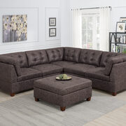 Dark brown leather-like fabric 6-pcs sectional set