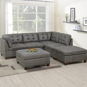 Antique gray leather-like fabric 6-pcs sectional set