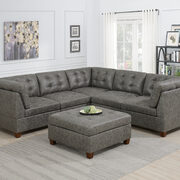 Antique gray leather-like fabric 6-pcs sectional set