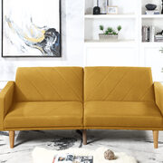 Adjustable sofa bed in yellow polyfiber main photo
