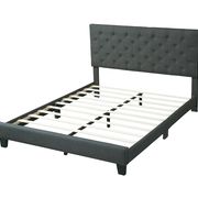 Simple blue/gray fabric full bed w/ full platform main photo