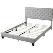 Simple gray fabric full bed w/ full platform main photo