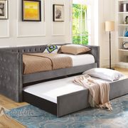 Gray tufted twin size daybed w/ trundle & platforms main photo