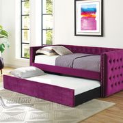 Violet tufted twin size daybed w/ trundle & platforms