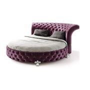 Elegant velvet fabric tufted round bed main photo
