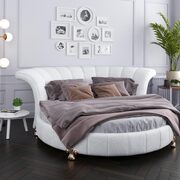 Elegant white pvc leather round bed main photo