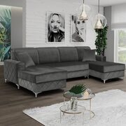 Velvet gray fabric large double chaise sectional sofa main photo