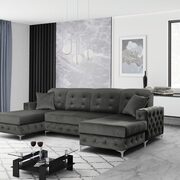 Velvet gray fabric 2 storage sectional sofa w/ double chaise main photo