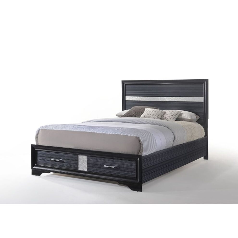 Black queen bed w/storage by Acme additional picture 2