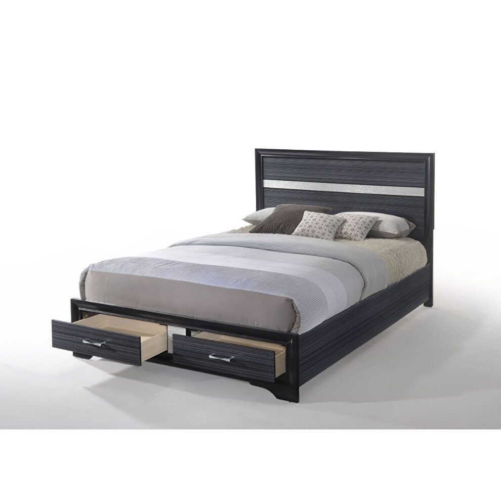 Black queen bed w/storage by Acme additional picture 3