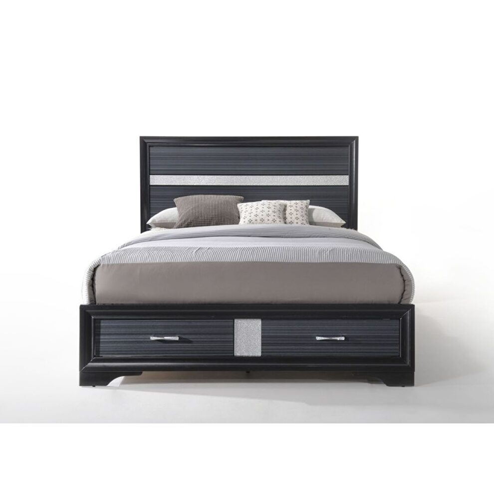 Black queen bed w/storage by Acme additional picture 4