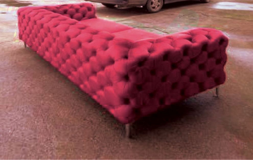 Red velvet fabric living room sofa by Acme additional picture 2