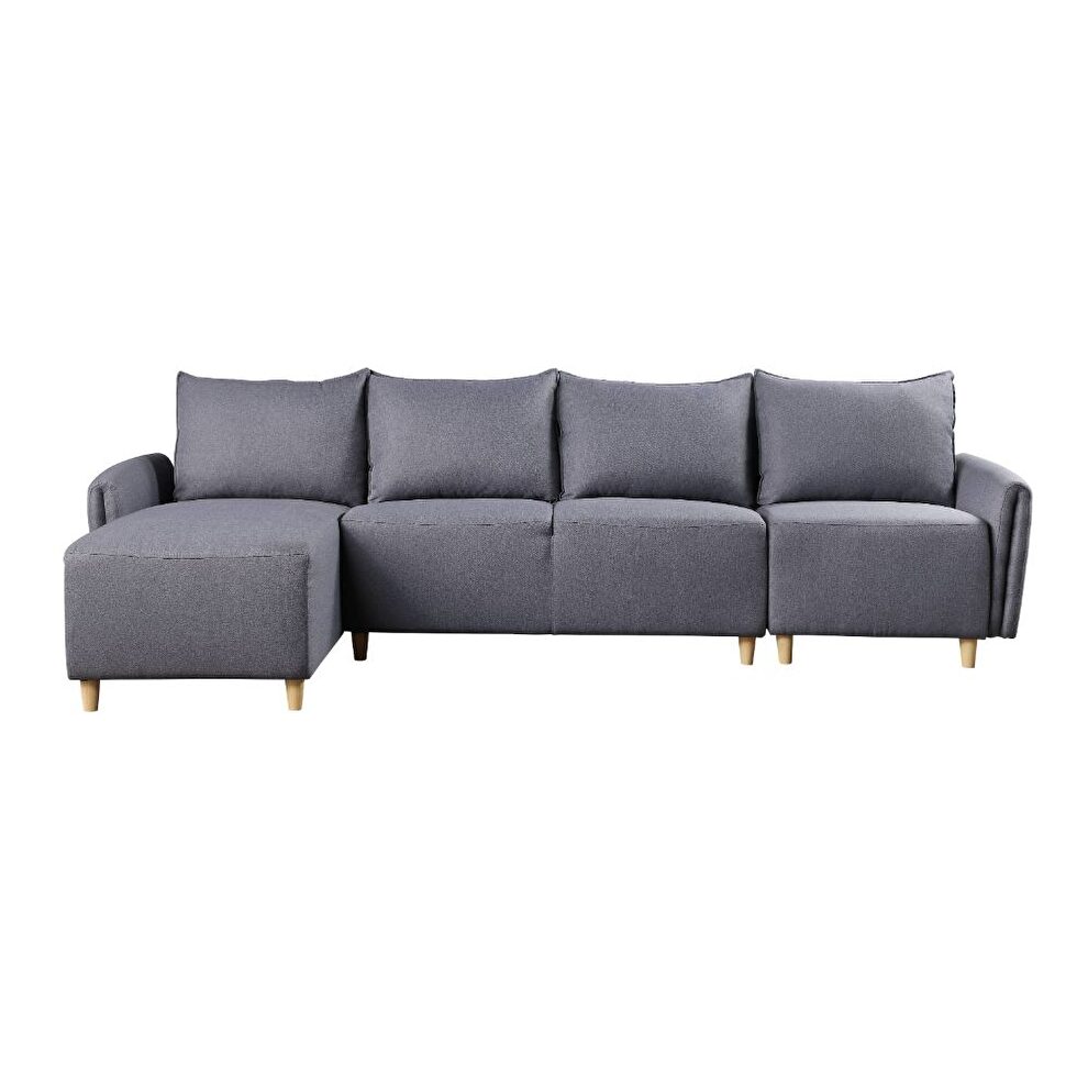 Gray fabric sectional sofa by Acme additional picture 3