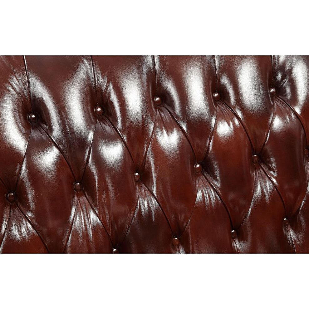 Cherry top grain leather match & walnut sofa by Acme additional picture 6