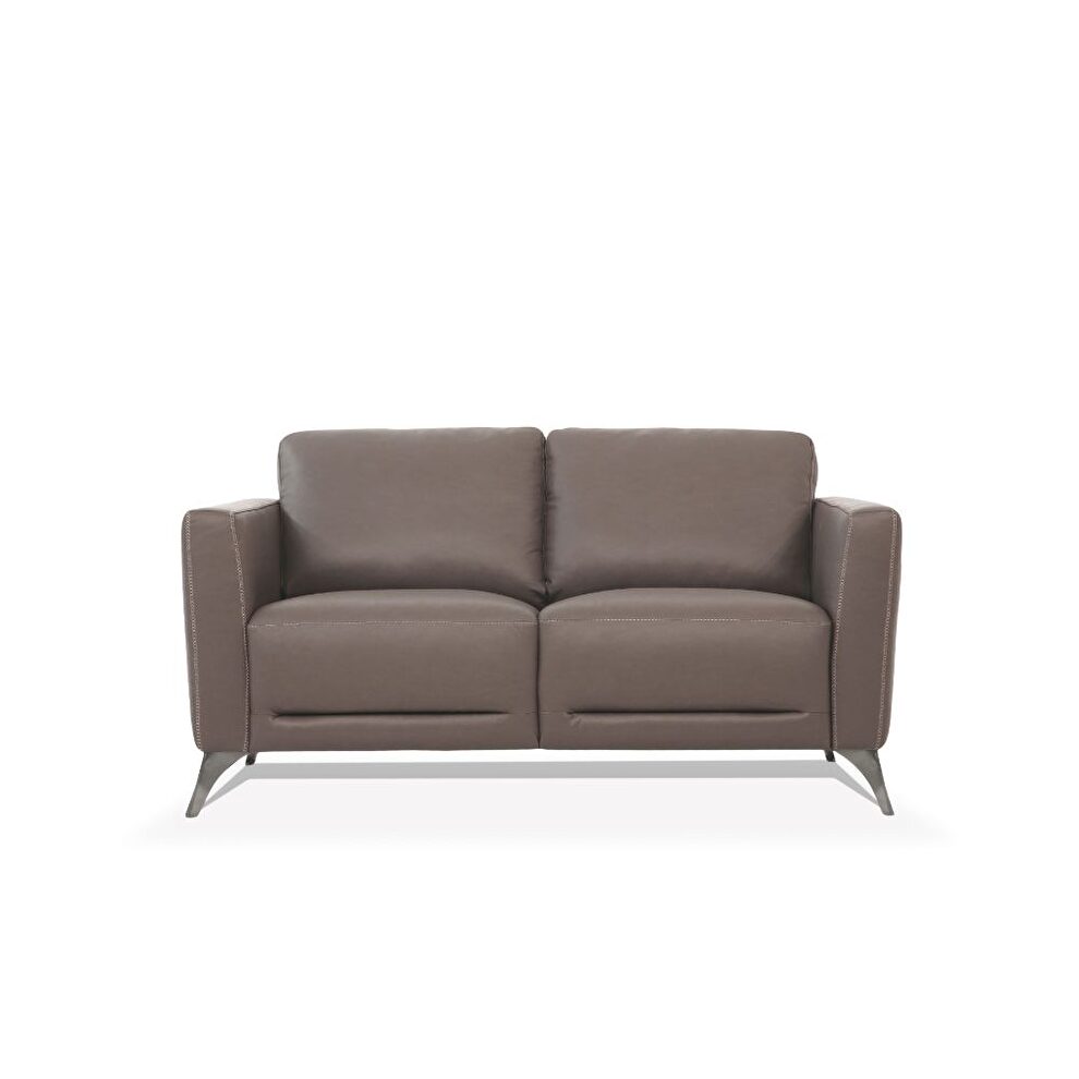 Taupe leather loveseat by Acme additional picture 2