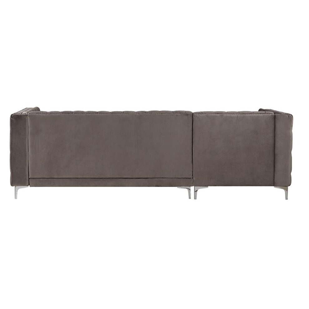 Gray velvet sectional sofa by Acme additional picture 5