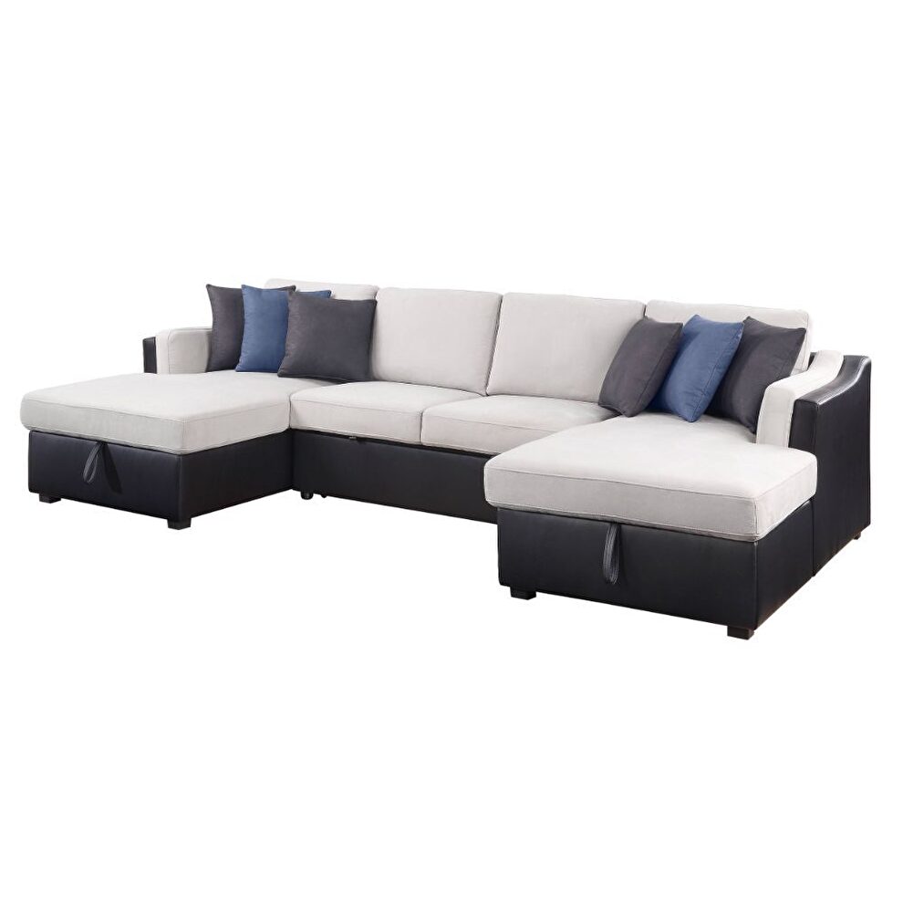 U-shape sleeper sectional sofa in casual design by Acme additional picture 2