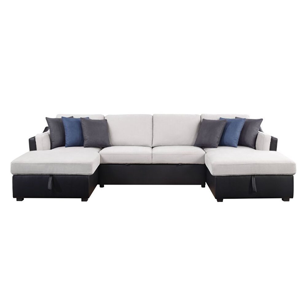 U-shape sleeper sectional sofa in casual design by Acme additional picture 3
