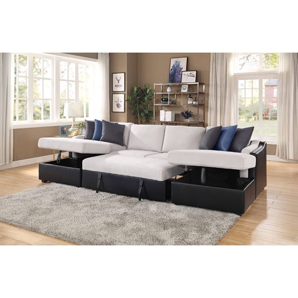 U-shape sleeper sectional sofa in casual design by Acme additional picture 7