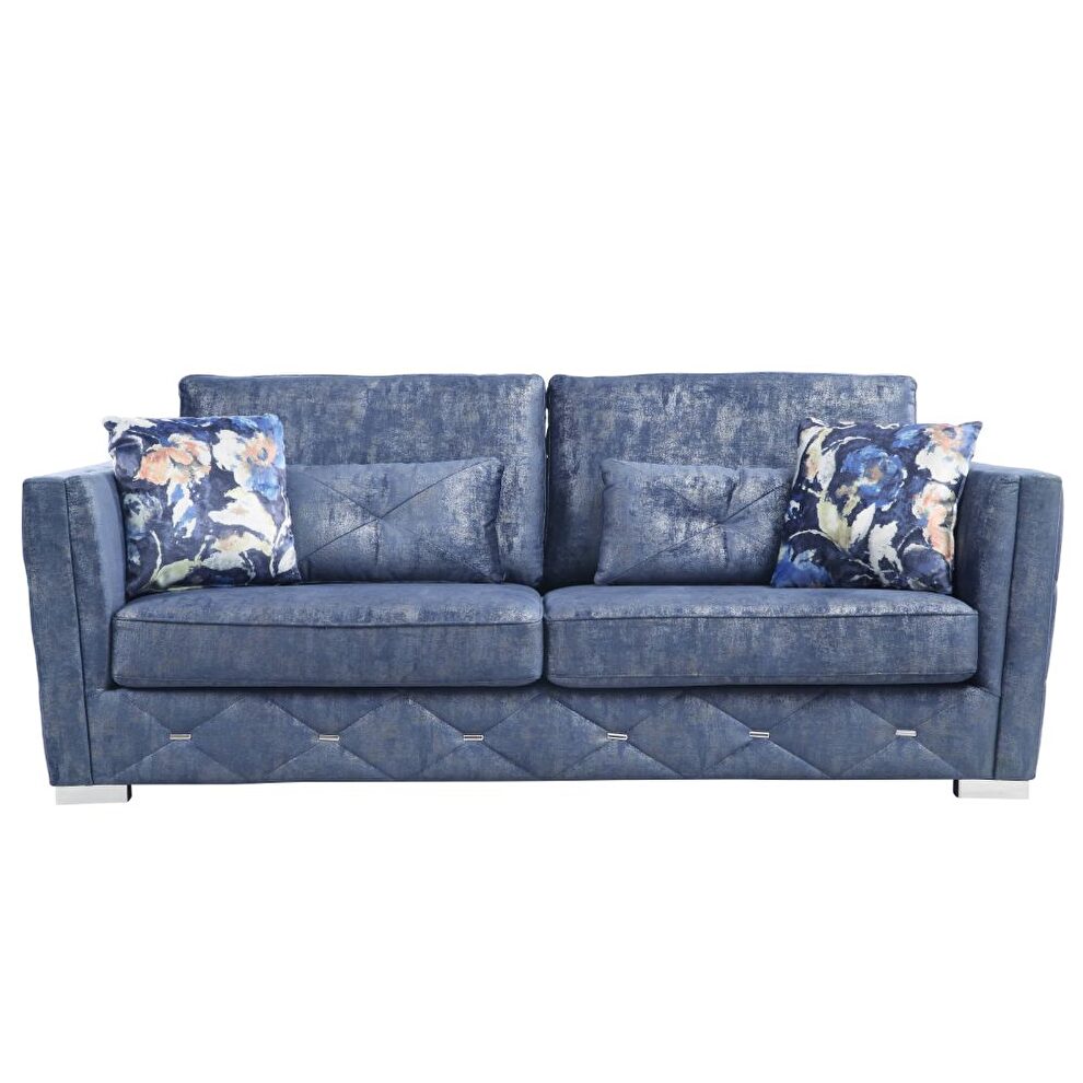 2-tone blue fabric sofa in unique diagonal tufting style by Acme additional picture 3