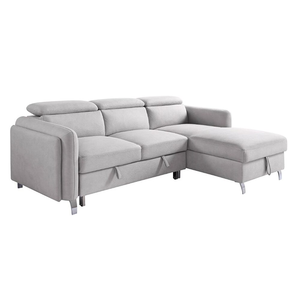 Beige nubuck sectional sleeper sofa by Acme additional picture 2