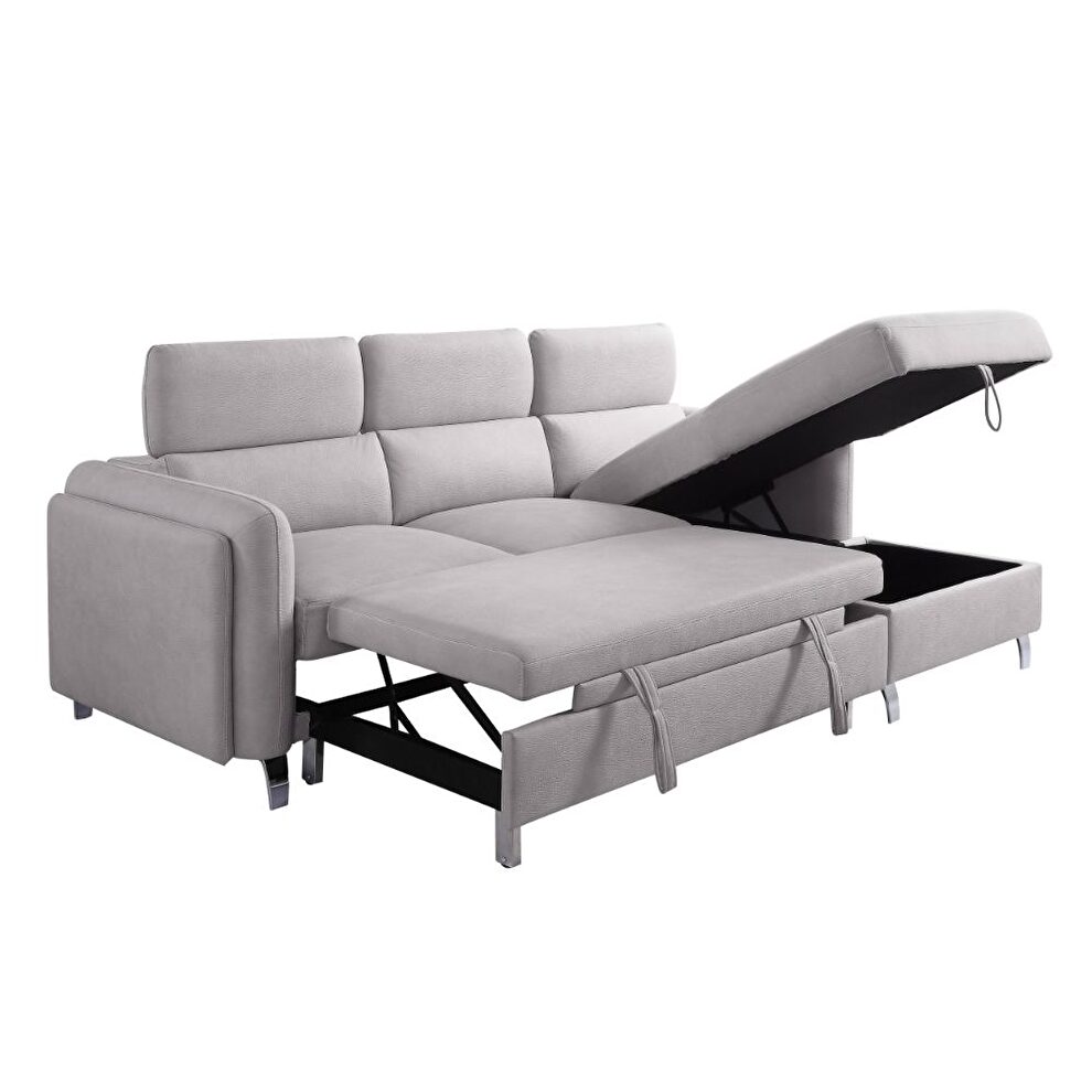 Beige nubuck sectional sleeper sofa by Acme additional picture 3